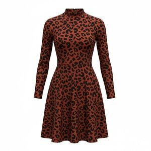 Marine Layer Brown Leopard Long Sleeve Dress